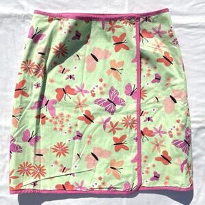 Lilly Pulitzer Reversible Wrap Skirt Womens 8 Butterfly Tiger Green Pink